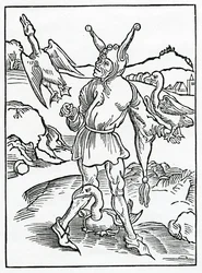 Af hym that intet can and intet wyll lerne, and seyth moche, lytell berynge away, I mene nat theuys, illustration fra Alexander Barclays engelske oversættelse af 